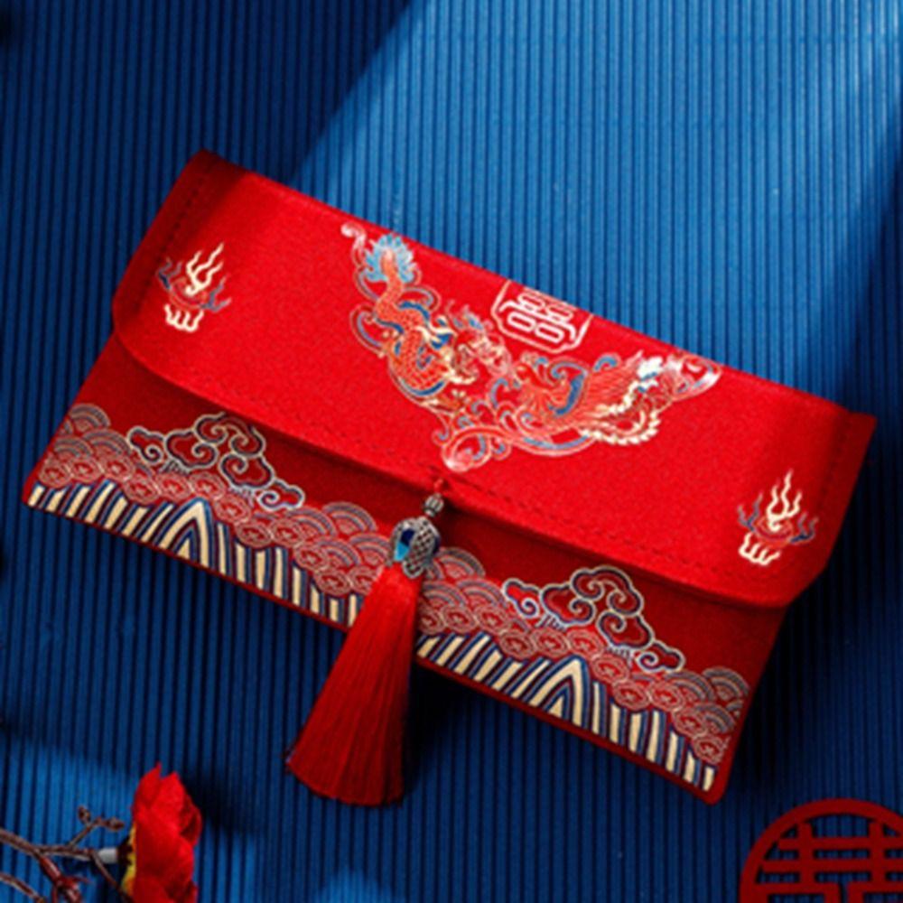 Traditional Wedding Red Envelope With Tassel Red Packets Chinese Cloth Red Envelopes  Wedding Gifts