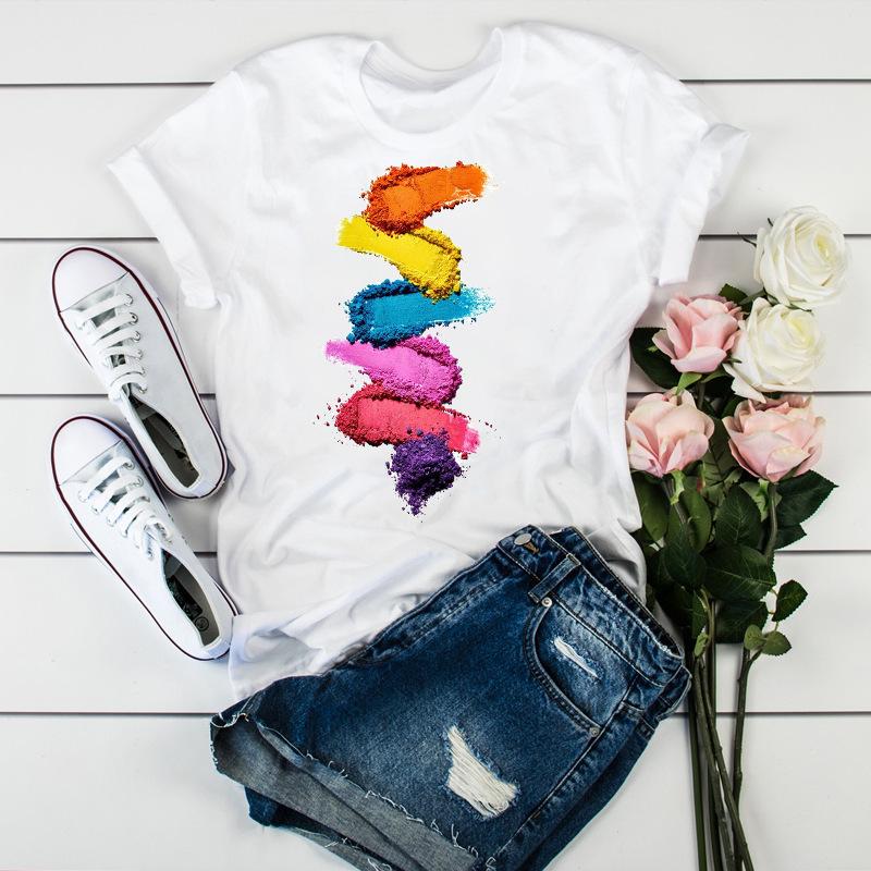 Women'S Fun Nail Polish, Pattern, Print Fashion Women'S T-Shirt Casual Top Ladies