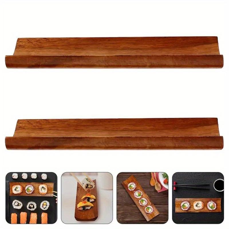 2PCS Solid Wood Napkin Holder Wood Rectangular Dim Sum Plate Sushi Plate Potsticker Plate Dumplings Plate