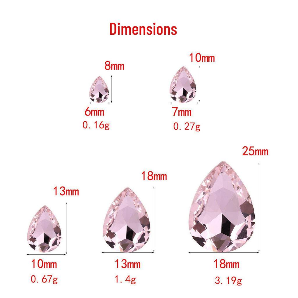 Colored Glass Teardrop Pointed Rhinestones for Shoes, Bags, Nail Art & DIY Accessories