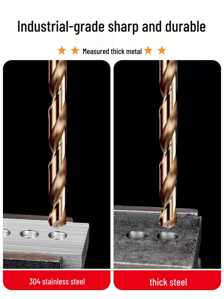 Cobalt Extra-Long High-Strength Alloy Twist Drill Bit for Stainless Steel and Woodworking