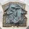 Luxury Satin Scarfs Square Scarf Korean Fashion Kerchief Rose Print Scarves Bandanna Wraps Scarf Decoration Shawl 70*70Cm