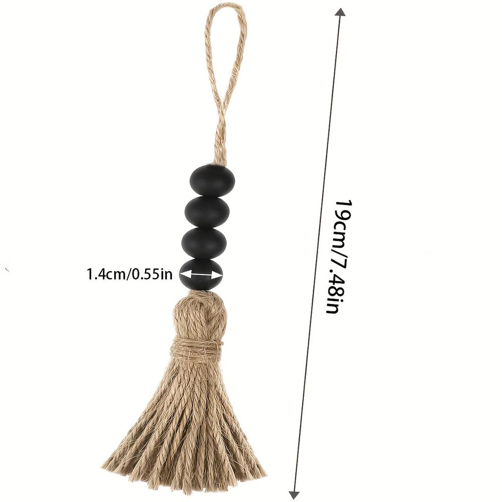 Handmade Bohemian Wood Bead Fringe Door Handle Decorative Pendant, Clothes Hook Decorative Pendant, Wall Ornament