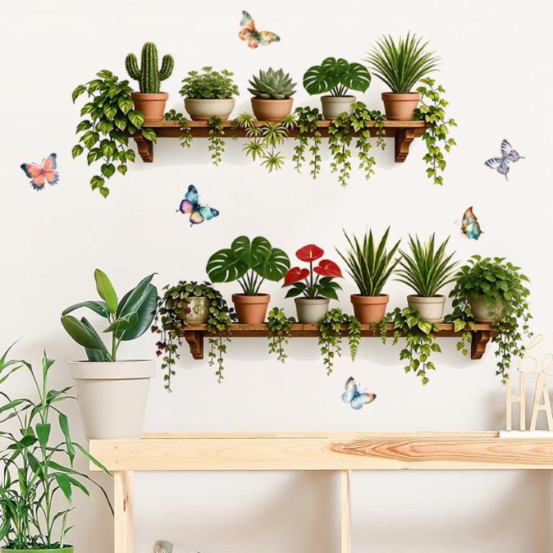 Creative Wall Stickers Potted Plant Decals Self-Adhesive Removable Wall Mural Diy Wall Art Home Decoration Accessories