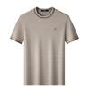 MONTAGUT Men's Striped Silk Blend Round Neck T-Shirt