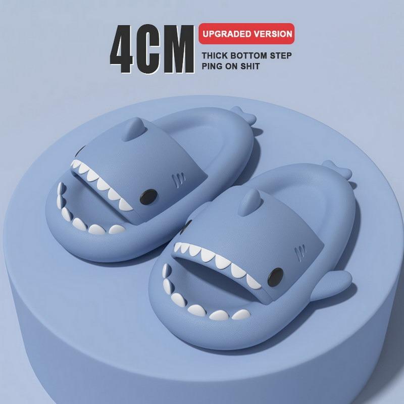 Cute Shark Slippers 4CM Platform Women Men Indoor Bathroom Slides Couples Summer Shoes Soft EVA Female Male Beach Flip Flops