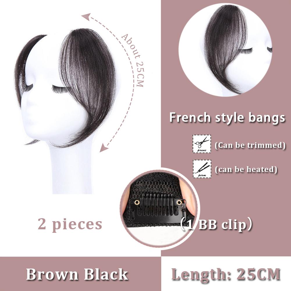 Black Brown Bangs Wig Hair Extension Synthetic Wig Women Clip Style Bangs