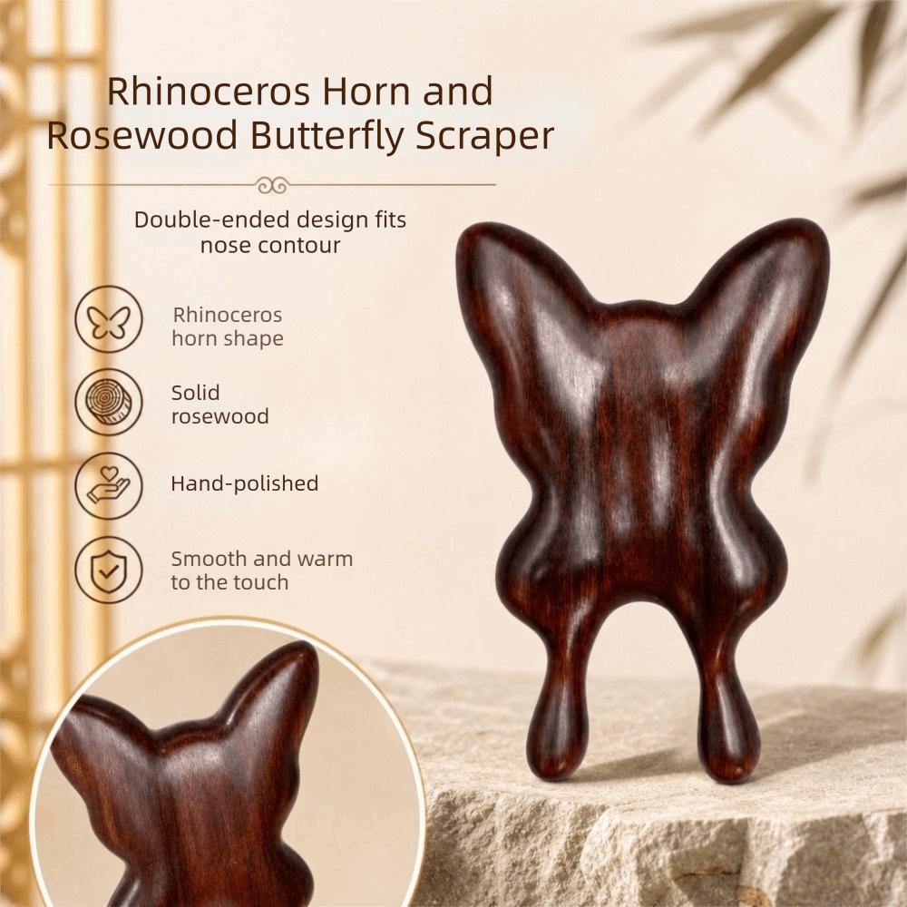 Solid Wood Gua Sha Tool Hand Polished Butterfly Gua Sha Beauty Massager Skin Massager Nose