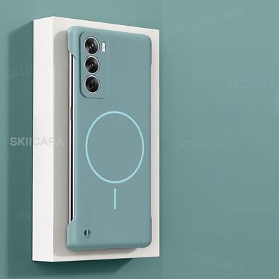 Ultradünne Rahmenlose Magnetische Hülle für OPPO Reno 12 Pro Magsafe Hart PC Matte Abdeckung Schale OPPO Reno 12F 13Pro 14 Pro