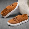 Fashion Hot Sale Men Loafers Classic Suede Leather Slip-On Flats Business Shoes Breathable Comfortable Walking Shoe Tassel Driving Shoes
