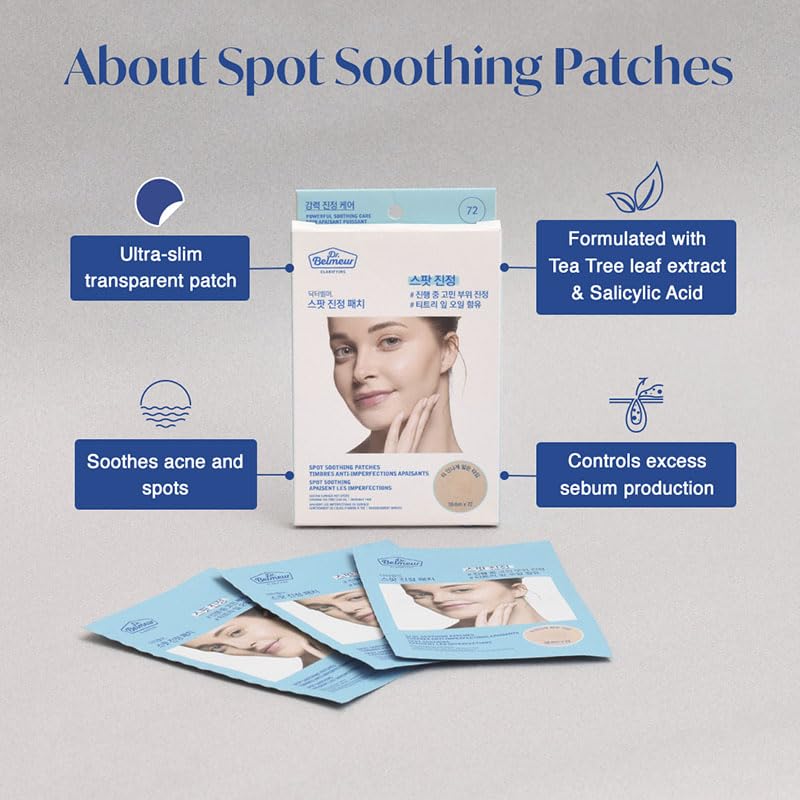 The Face Shop Dr.Belmeur Derma Acne Patches, 72 Hydrocolloid Waterproof Patches | For Active Surface Acne | Absorbs Pimple Overnight | For All Sk