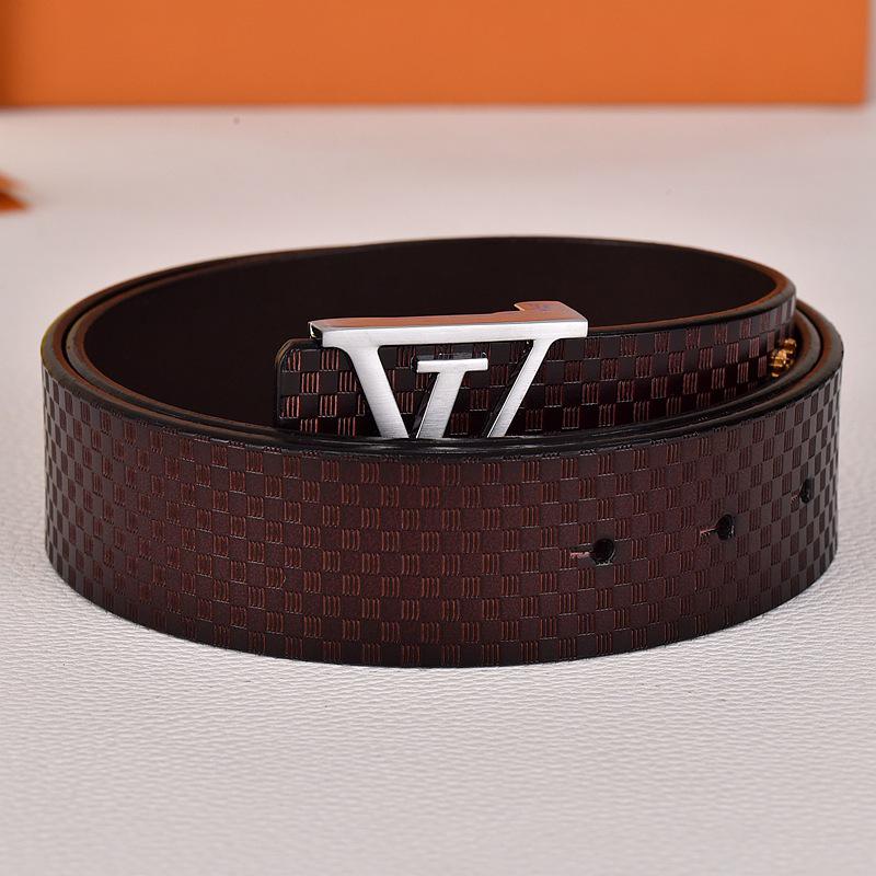 Herren Jugend Gürtel aus echtem Leder mit Karomuster und glatter Schnalle - Stilvoller Rindsleder Hüftgürtel für trendige Looks