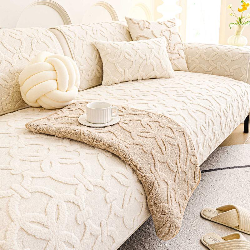 Shu Cotton Lint Beige Aesthetic Couch Pad Padded Fall Alongside Frosty Anti-skid Seating Pillow Solo Unit Rectilinear Line Wrap