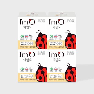 I'm Oh Wings Organic Cotton Cover Organic Sanitary Napkin Large (9p) X 4 Packs