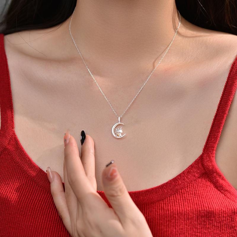 Wishing Dragon Necklace China-Chic Star Moon Dragon Pendant Light Luxury High Level Collar Chain