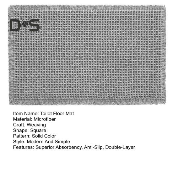 Floor Mat Absorb Moisture 3D Waffle Texture Door Mat Fringe Trim Anti-Slip Double-Layer Superior Absorbency Entryway Rug for Bathroom Kitchen