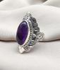 Amethyst Statement Ring: Oval Purple Gemstone, 925 Sterling Silver