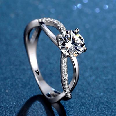 Exquisiter Schöner Damenring 1 Karat Moissanit Echter 925er Sterlingsilber Ehering für Damen Luxuriöser Schmuck Geschenk