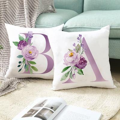 Federa per cuscino per divano con stampa di lettere viola 45x45 cm Cuscino decorativo per federa semplice per ufficio