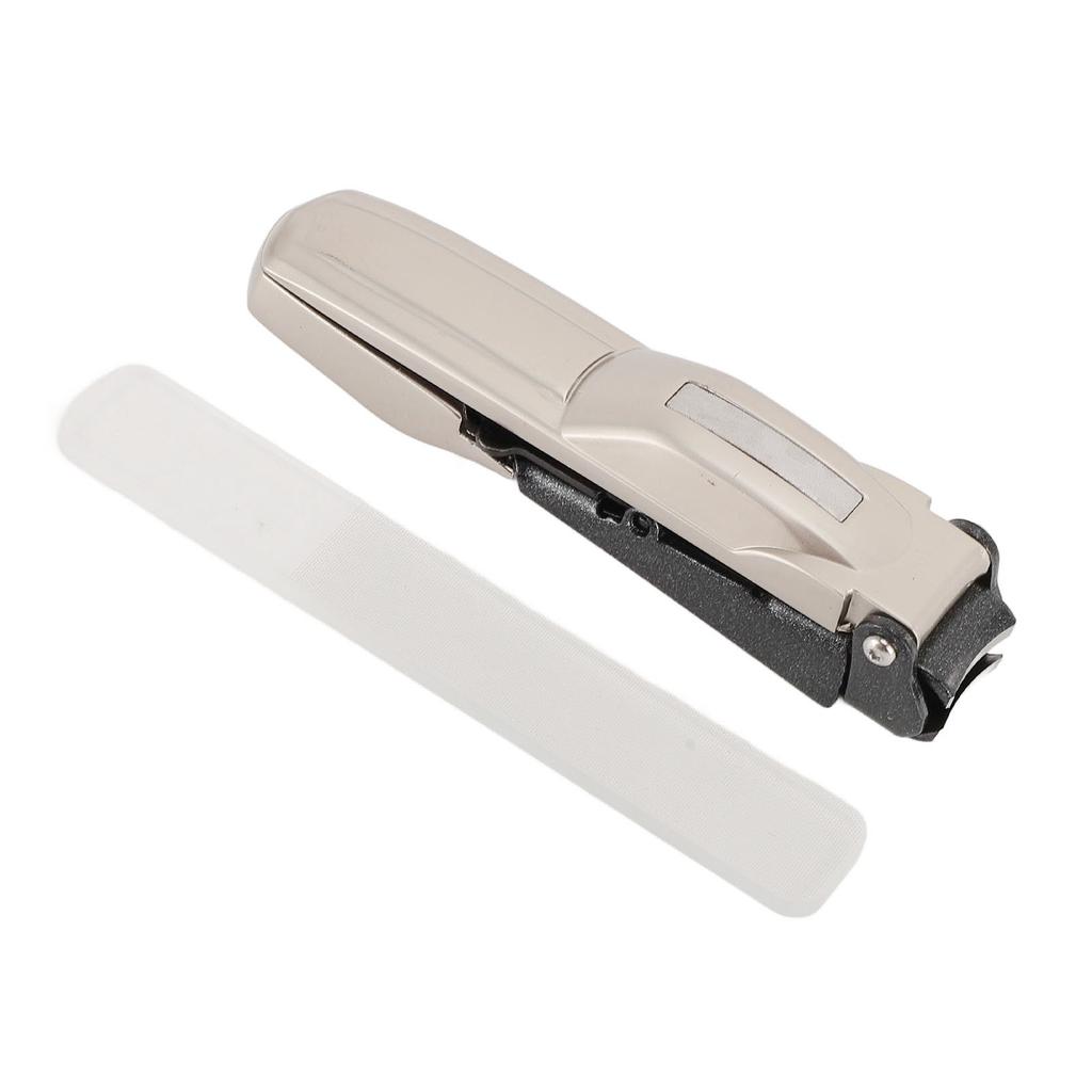 Wide Jaw Opening Nail Clipper Stainless Steel Nail Cutter Portable Nail Clipper with Nail File for Thick Nails Champaign Gold
