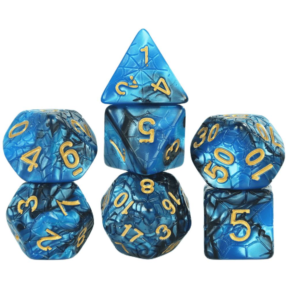 Mixing Color Dice DND 7pcs Polyhedral Dice Set with Engraving Spider Web Effect for DND RPG Magic Gathering Table Game D&D Dice