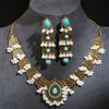 2025 New Design Vintage Ethic Style  Necklace Earring  Sets  Pearl Water Drop Shaped Tassel Bridal Sets