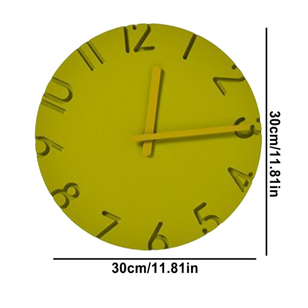 Round Wall Clock 12-Inch 3D Number Cement Texture Clock Modern Wall Decoration For Living Room Kitchen Farmhouse Office Bedroom