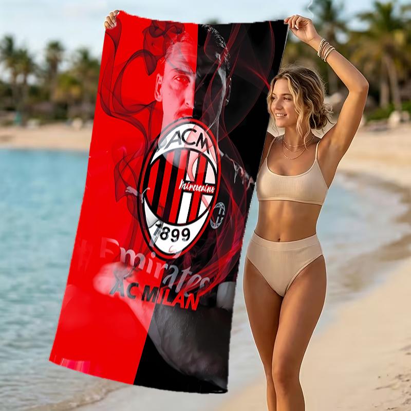 Beach Towel with Associazione Calcio Milan Pattern - soft,absorbent,machine washable Lightweight&Modern,swimming,Travel Essentials
