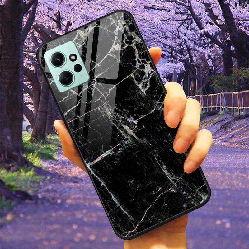 For Xiaomi Redmi Note 12 4G 2023 Case Tempered Glass Starry Marble Hard Back Protective Cover for Redmi NOTE 12 Note12 4G Global