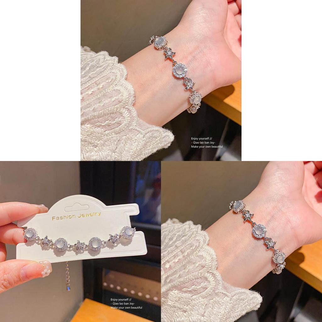 Geometric Flower Crystal Bracelet For Women Elegant Floral Jewelry Gift For Spring