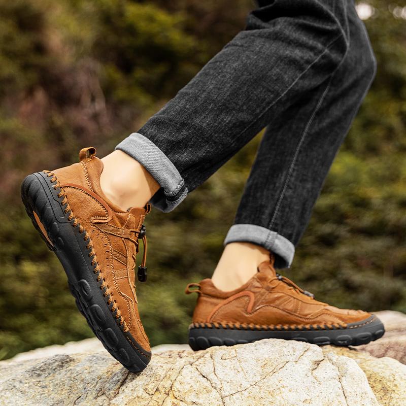 High Quality Handmade Breathable Hiking Shoes for Men Classic Leather Footwear Outdoor Men's Comfortable Walking Shoes Big Size