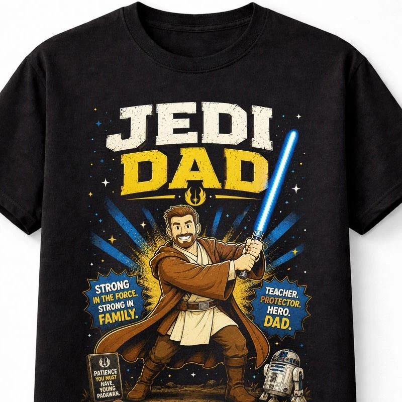 Jedi Dad Star Wars Fathers Day Lightsaber Gamer Unisex TShirt S