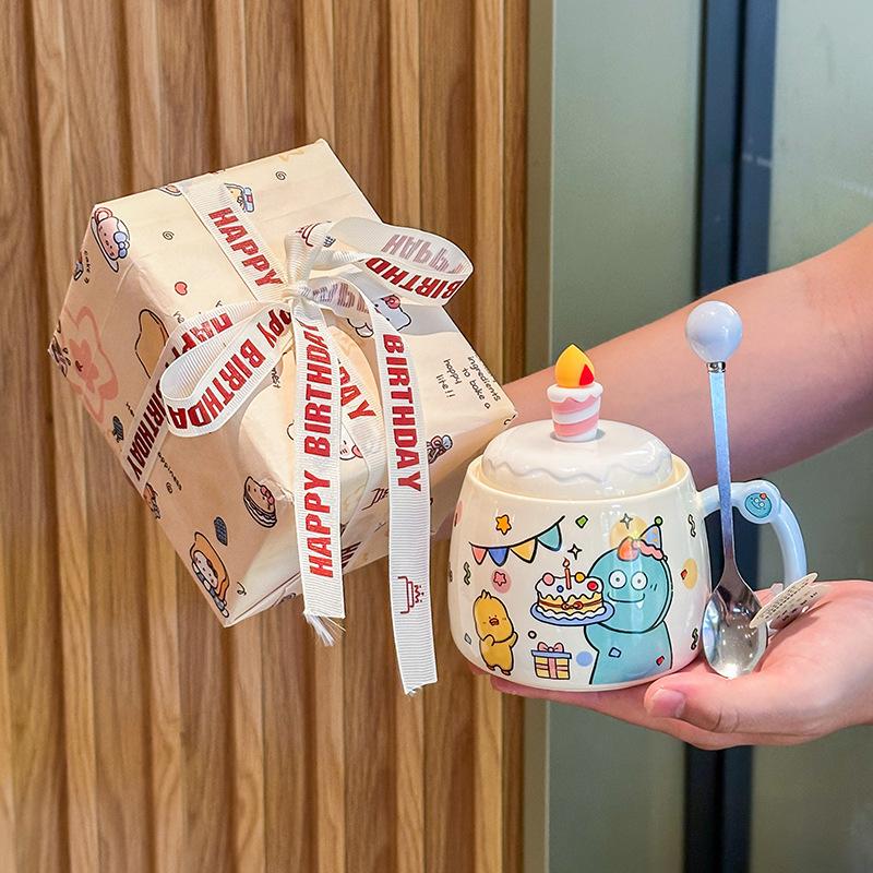 Birthday gift, cute ceramic mug, children's water cup, gift box for girlfriends, practical souvenir