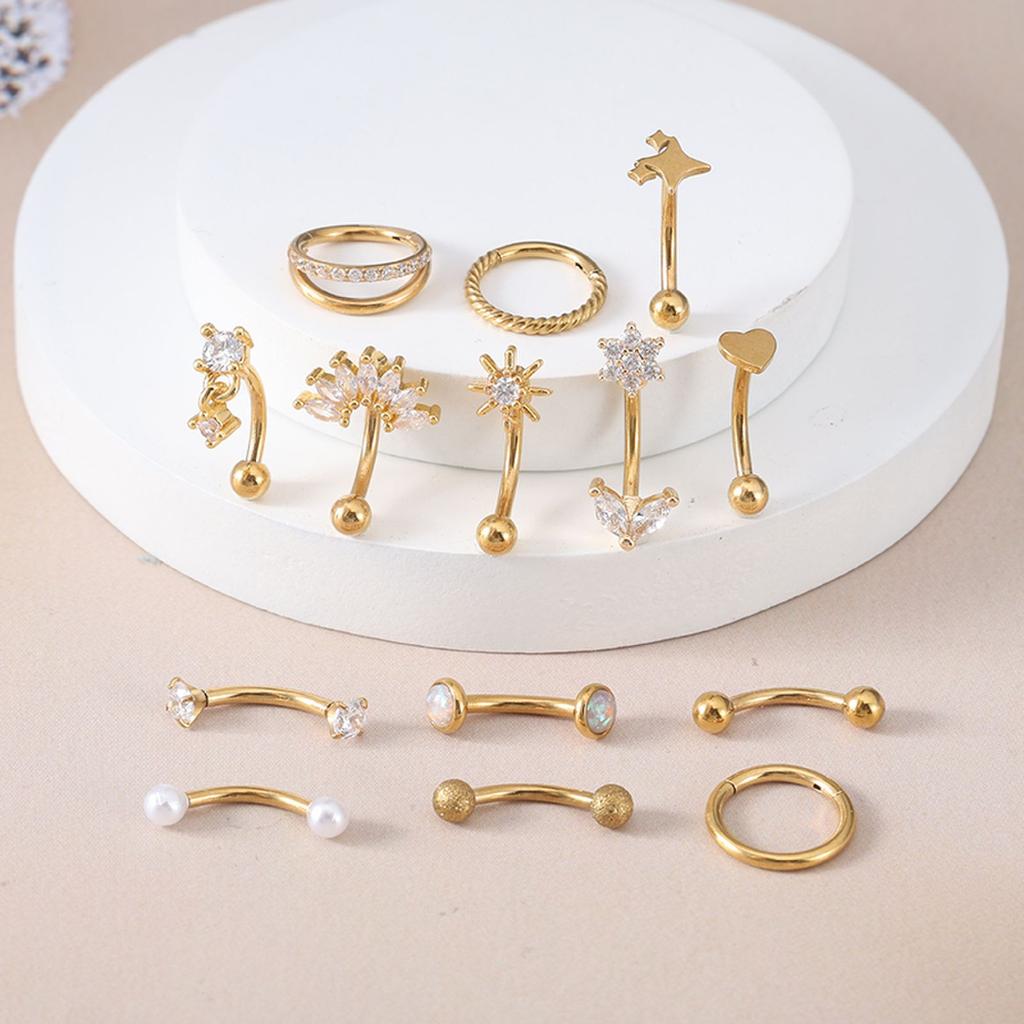 1Set Stainless Steel Eyebrow Pins, Ear Barb Pins, Zirconium Piercing Accessories