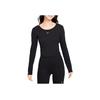 Nike Solid Color Round Neck Short Sports Casual Knit Long Sleeve T-Shirt Women Tops Black FN3662-010