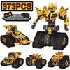 5-In-1 Technical Electric Remote Control Transforming Robot Building Blocks Diy Racing Car Toy Creative Birthday Gift For Boys