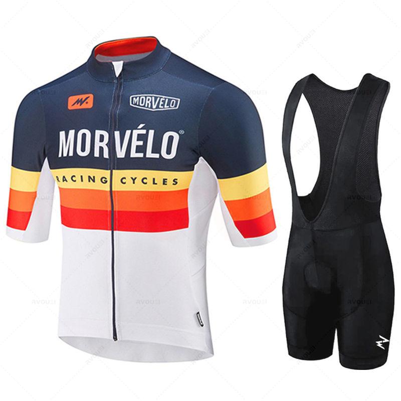 Morvelo Herren Radhose Kurze Ärmel Fahrradbekleidung Sportbekleidung Outdoor MTB Ropa Maillot Ciclismo Trägerhose 2026 Sommer Atmungsaktives Radsportanzug Set