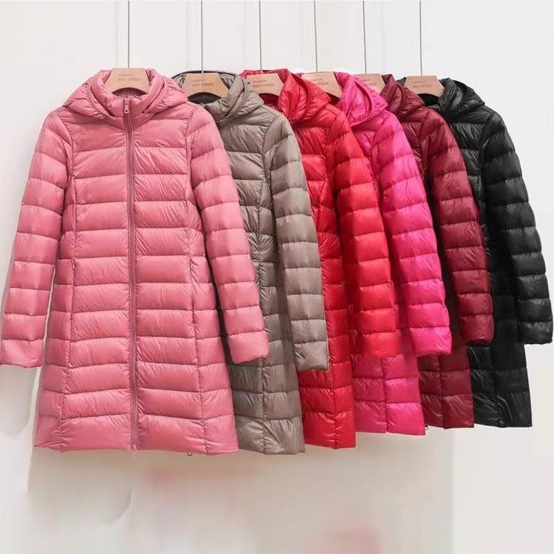 

Women Ultra Lightweight Packable Long Puffer Jacket Autumn Winter Warm Hat Detachable Hooded Female Coat Parka 5XL 7XL XS чорний
