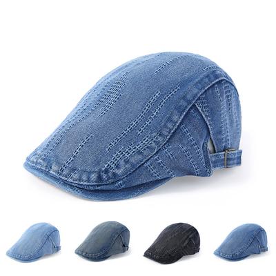 Denim Vintage Beret Men Women Spring Summer Cap British Forward Hat Sun Hat