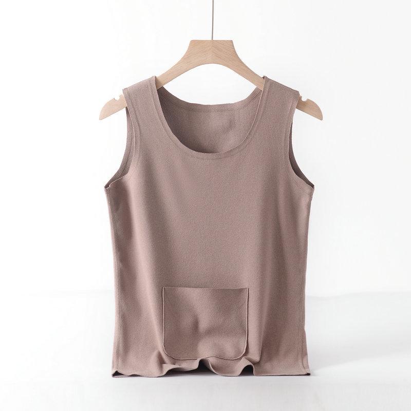 Women’s Double Pocket Warm Vest, Velvet Heating, Plus Thickened, Cold-Proof Inner Shirt for Autumn/Winter