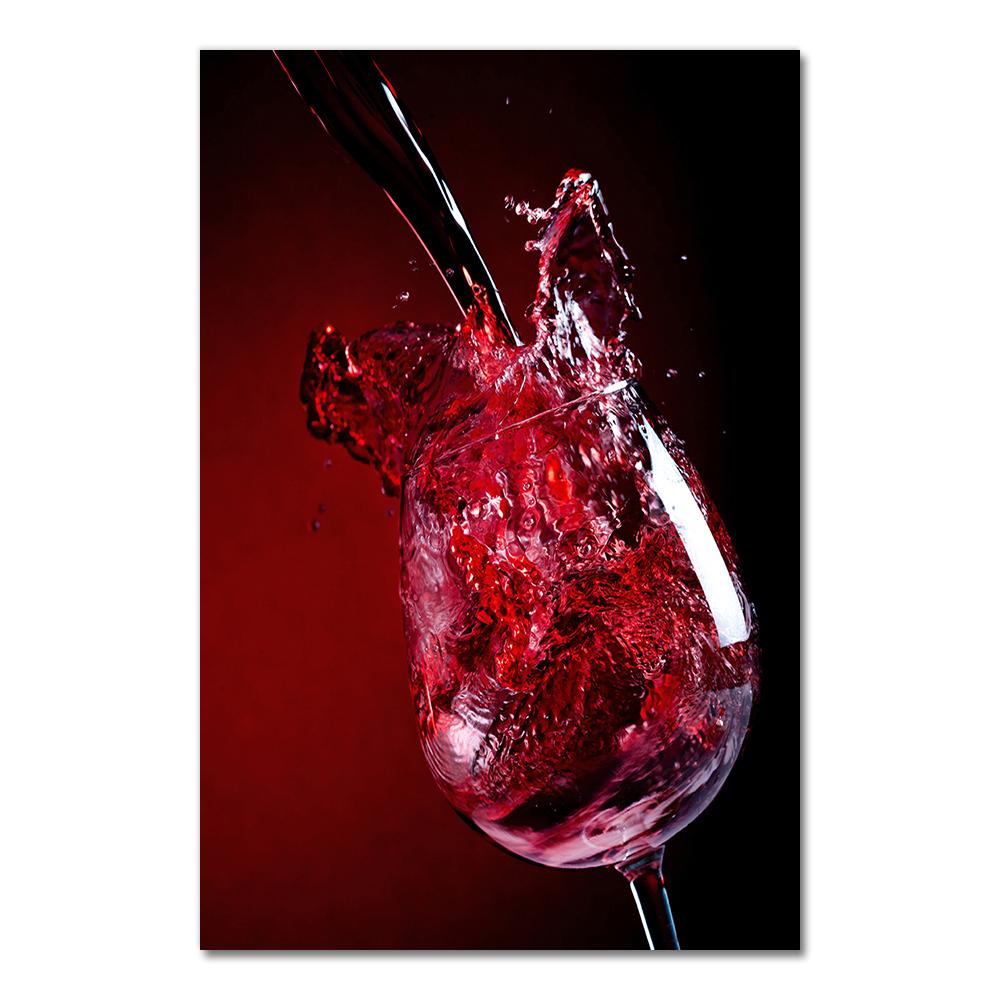 Red Wine Glass Oil Painting Prints Poster Modern Canvas Art Bar Restaurant Kitchen Wall Decoration Dinning Living Room Decor