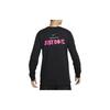 Nike Buchstaben-Logo-Print Basketball Rundhals Casual Langarm-T-Shirt Herren Tops Schwarz FQ4919-010