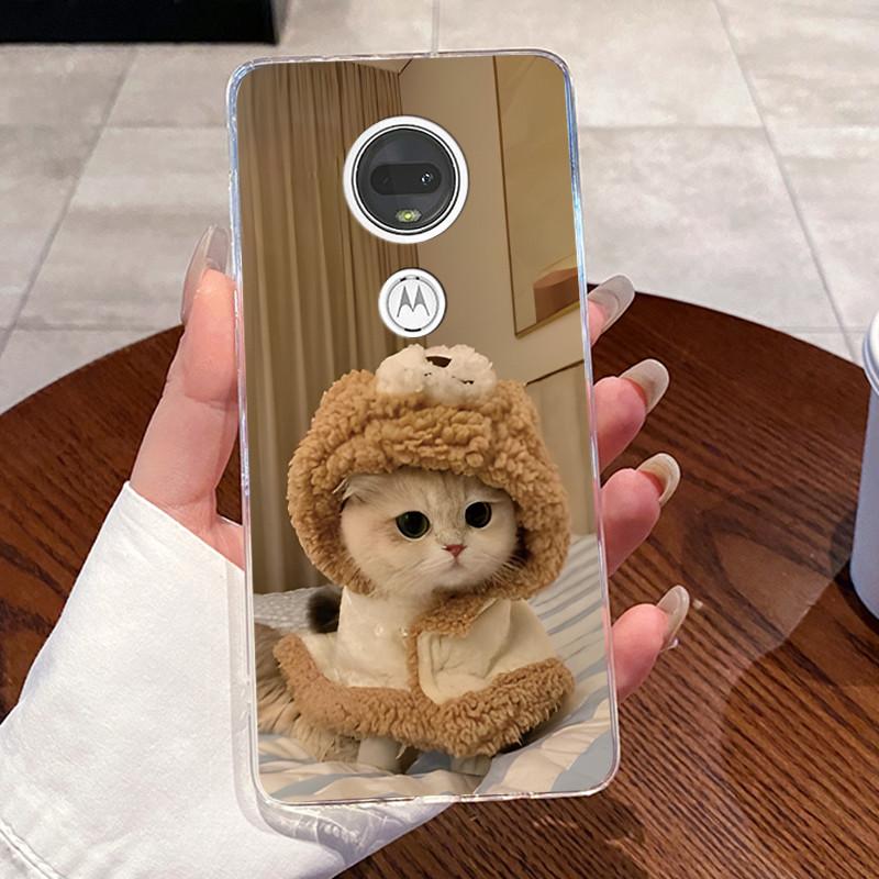 Żelowe Etui Do Motorola Moto G7 Plus/Moto G7 Play /Moto G7 Power Fundas Przezroczyste Silikonowe Miękkie TPU Pokrowiec Uroczy Kot Ochronne Etui
