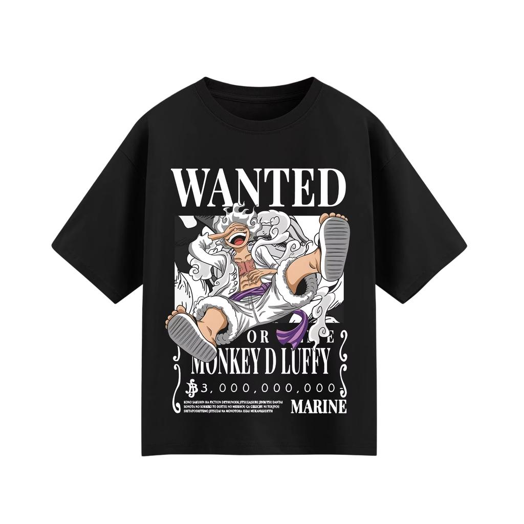 Hot Sale Anime One Piece Nika Luffy Printed T-shirt Men Women Hip Hop Streetwear Oversized T-shirt Casual Loose Short Sleeve Crew Neck Summer Tops