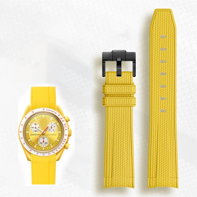 Cinturino Avanzato in Gomma per Orologi Rolex Omega X Swatch Joint MoonSwatch Constellation Sports Cinturino da 20mm Banda con Estremità Curva
