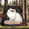 1pc Colorful Cat Artwork Throw Blanket Polyester Fiber, Lightweight Flannel, Soft & Warm, All Season Use for Outdoor, Camping