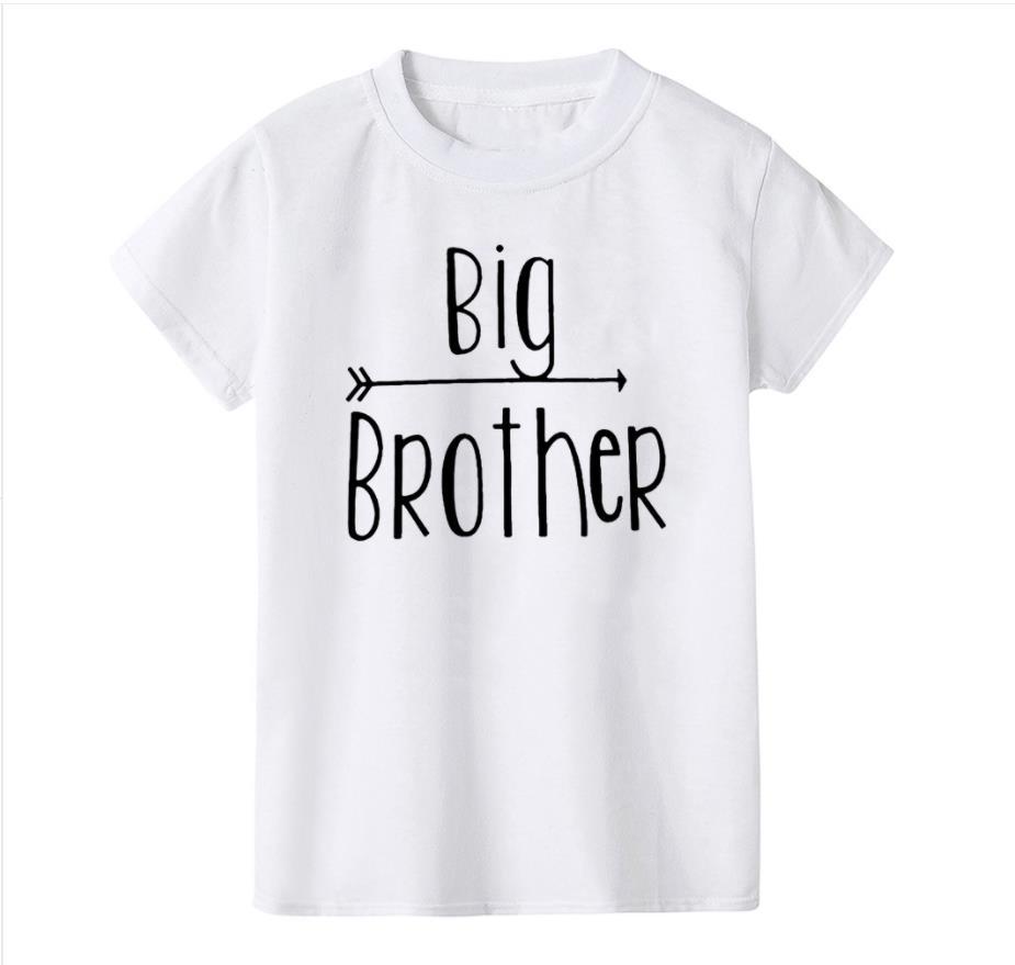 2026 New Childrens Tshirt Little Sister Big Brother Printed Round Neck Parent Child Clothing Summer Top for Boys and Girls
