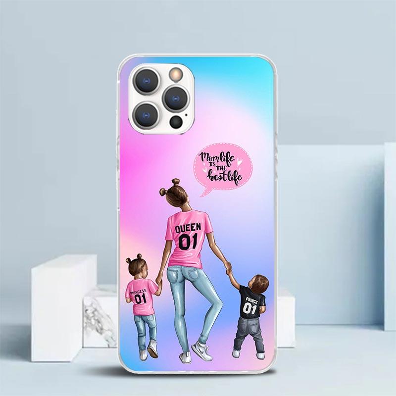 Woman Fashion Girl Super Mom Baby Soft Cover for iPhone 16 17 Air 15 14 Pro Max 16E Phone Case 13 Mini 12 11 7 SE 8 Print Patter