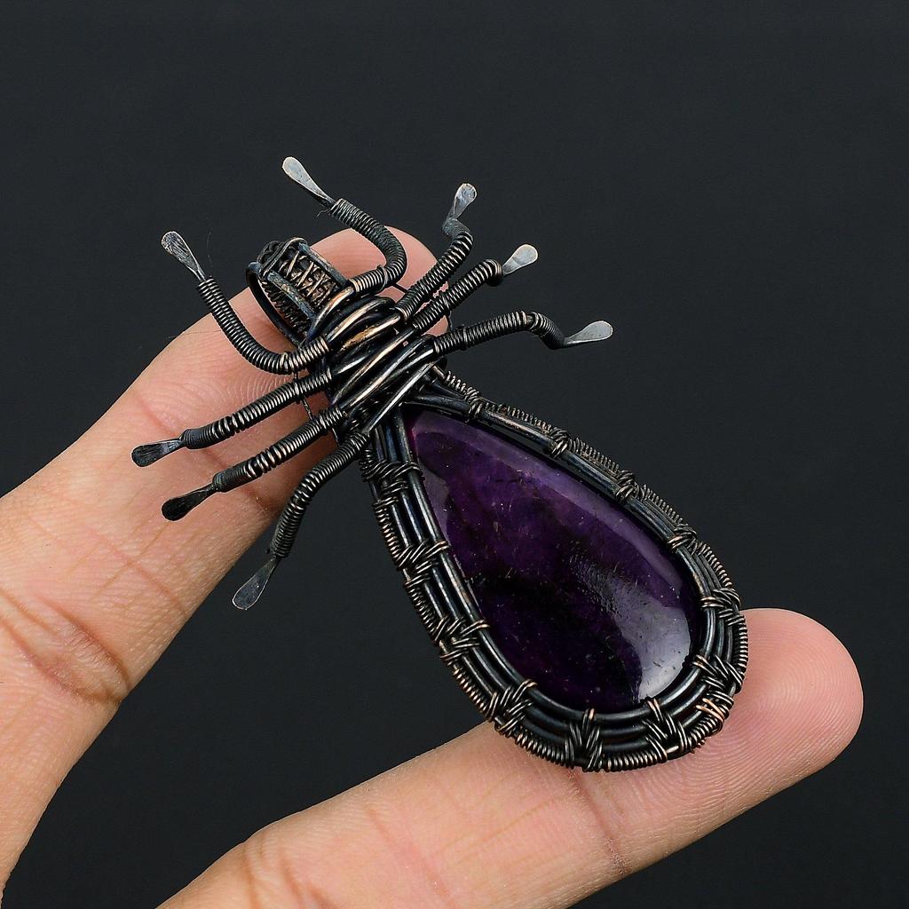 Amethyst Pendant Gemstone Jewelry, 999 Copper Wire Wrapped Pendant, Gift For Women Handmade Pendant