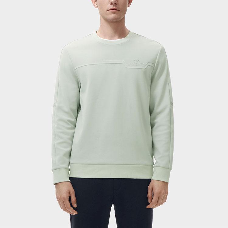 Fila Solid Color Crew Neck Casual Pullover Sweatshirt Men Sweatshirt Willow-Green F11M317204F-TQ